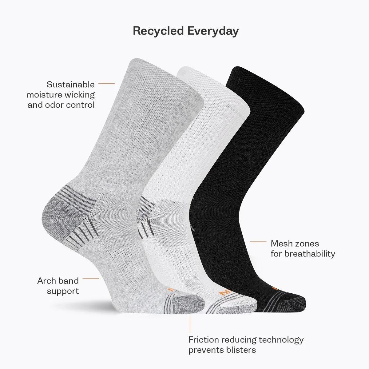 Recycled Everyday Crew Sock 3 Pack - US 3454